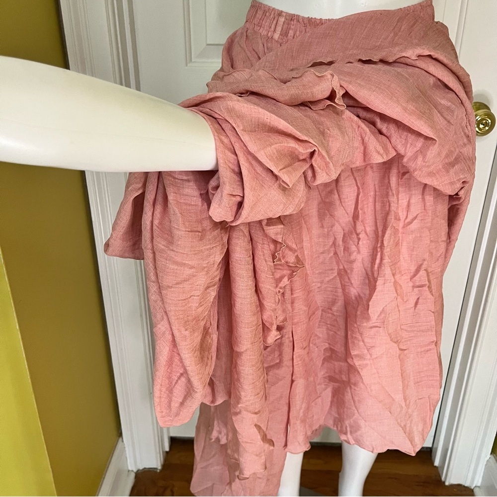 Buddha Trends Coral Pinkish A-Line Pleated Flare Casual Maxi Chiffon Skirt S-Med - Picture 4 of 9